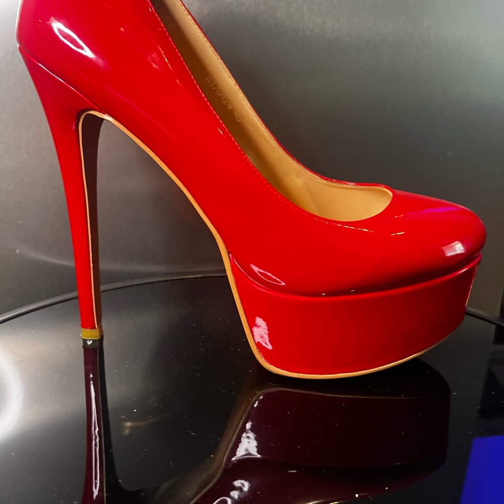 Red Patent Leather Platform Pumps
